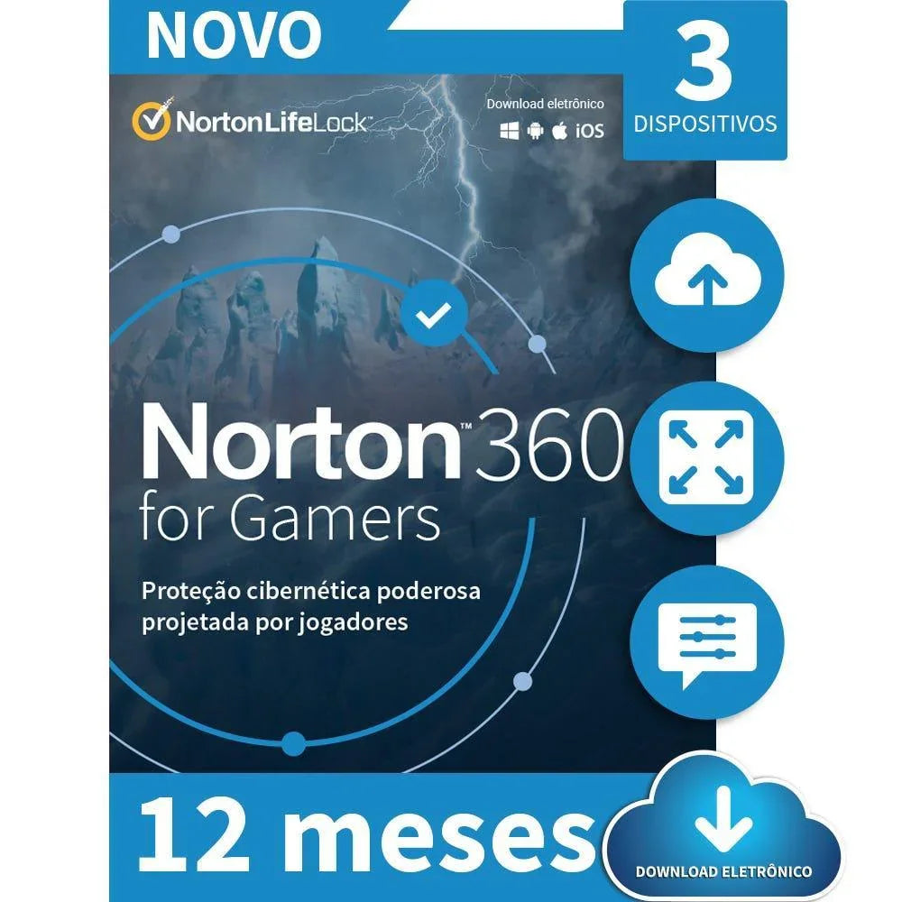Antivírus Norton 360 Gamers 3 Dev 12 Meses ESD 21415189 IS - Mega Market