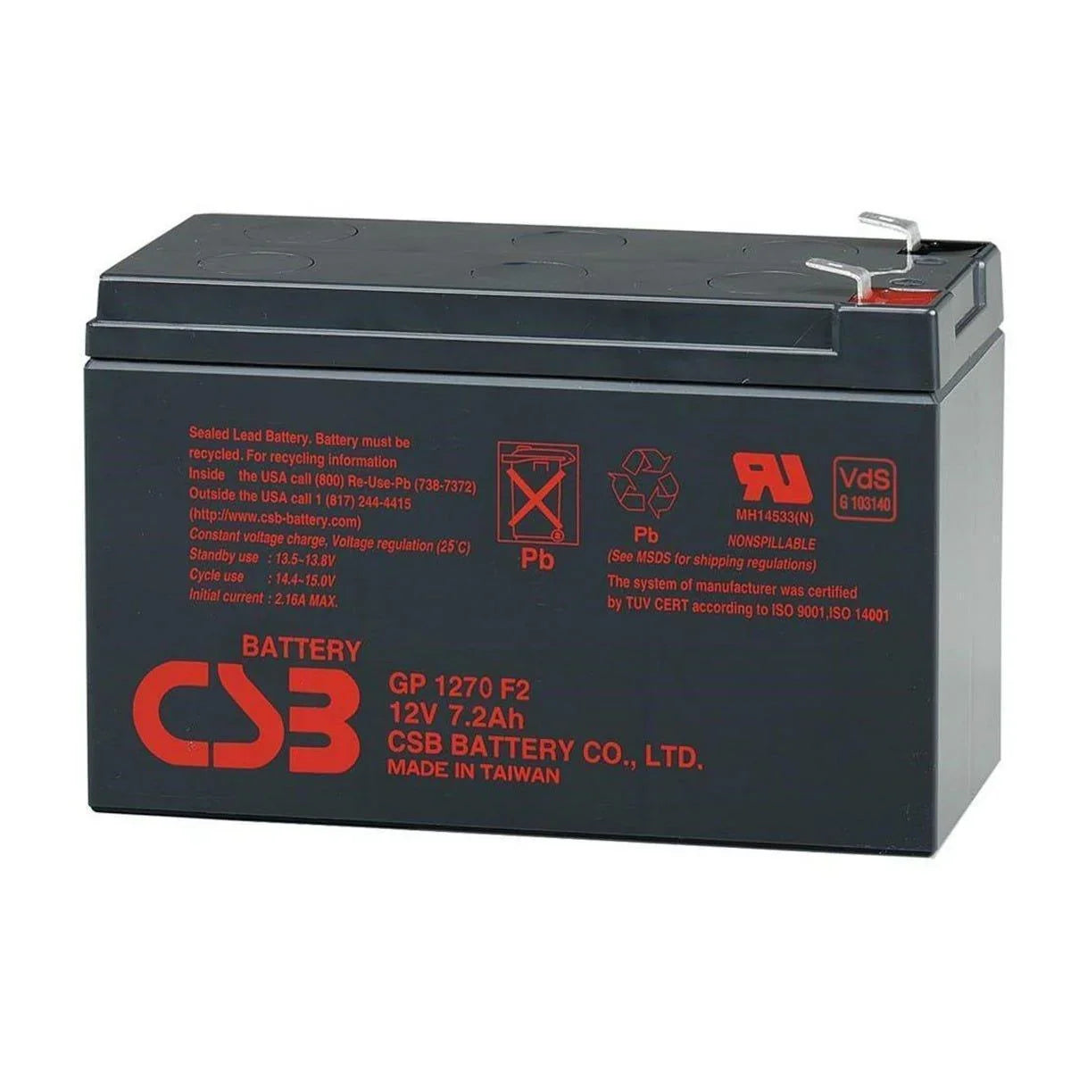 Bateria CSB VRLA 12V 7.2AH - GP1272 (28W) - Mega Market