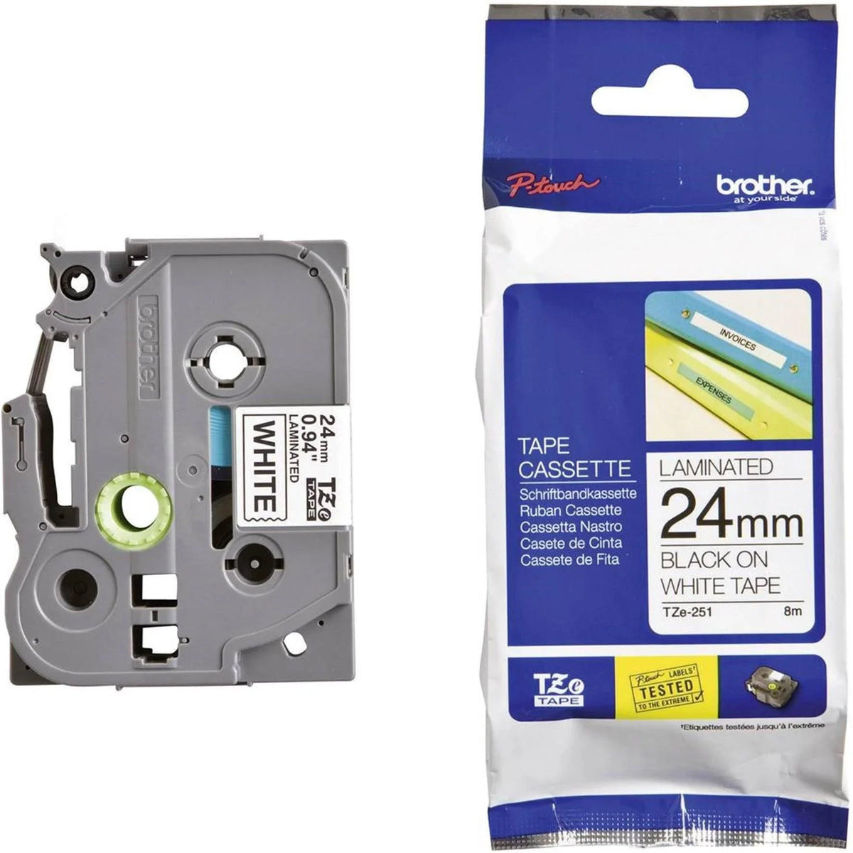 Fita Brother Preto/Branco para Rotuladores TZE251 - Mega Market