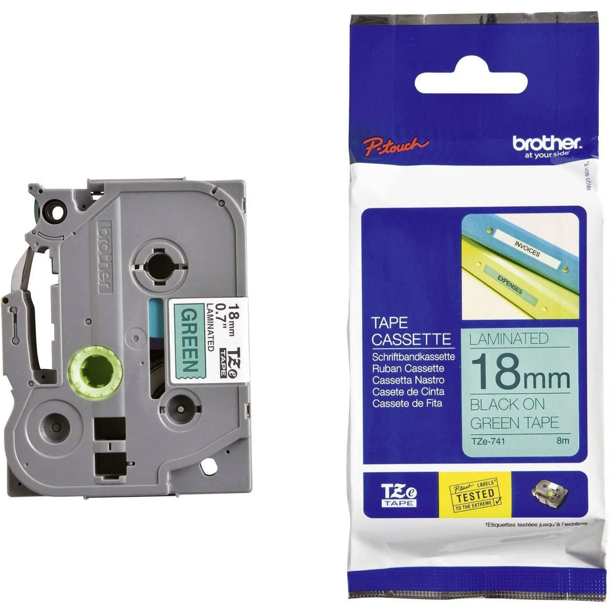 Fita Brother Preto/Verde para Rotuladores TZE741 - Mega Market