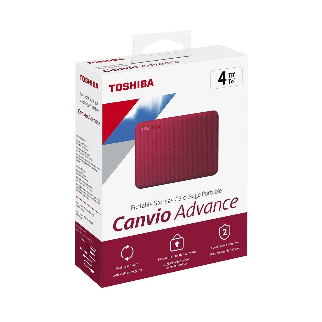 HD Externo Toshiba 4TB Canv Advance Vermelho HDTCA40XR3CA I - Mega Market