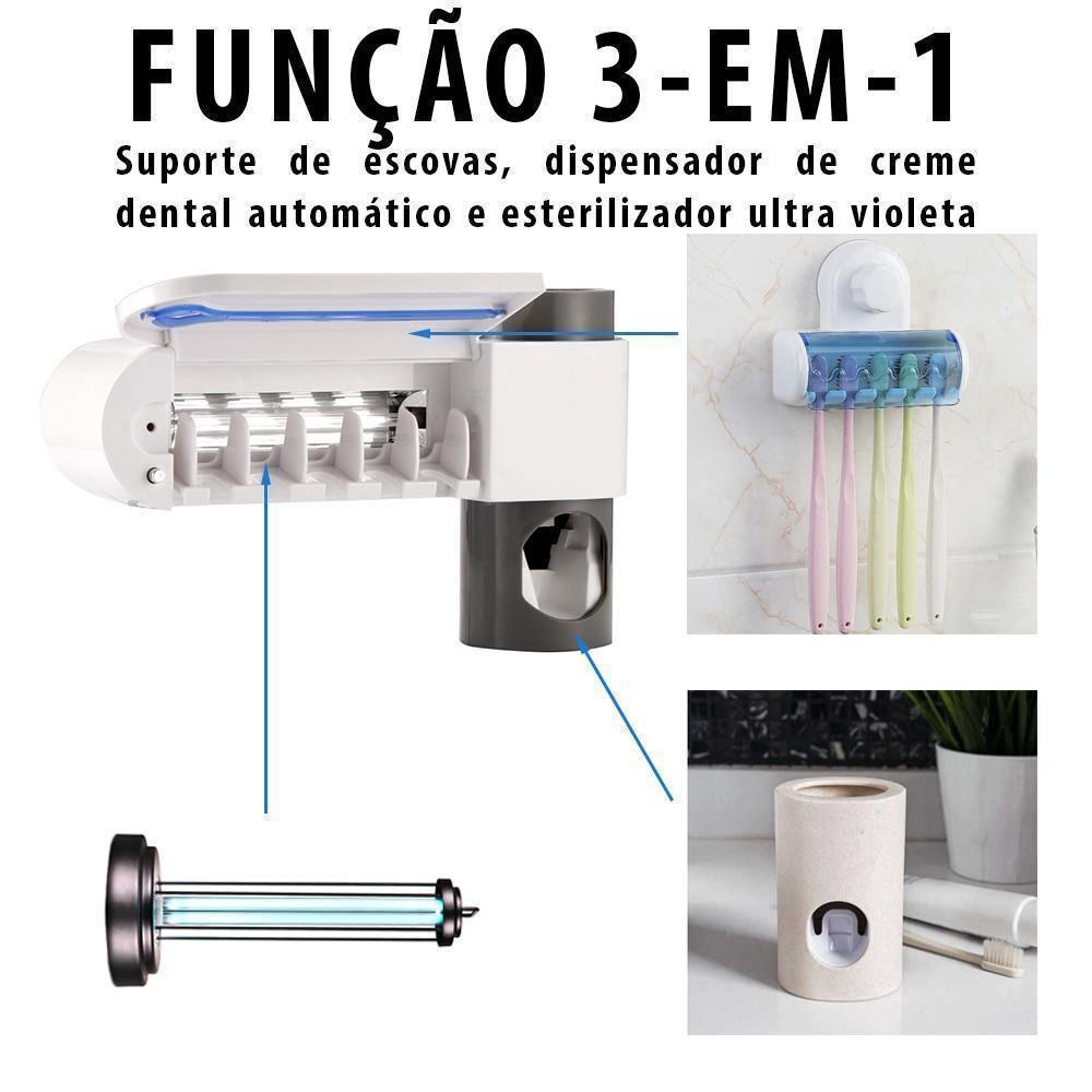Kit Desinfetante de Escova e Dispenser de Creme Dental ZeroBact® - Mega Market