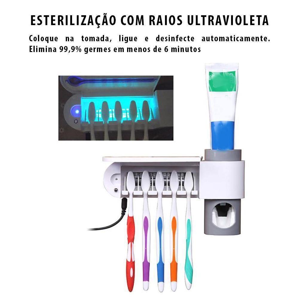 Kit Desinfetante de Escova e Dispenser de Creme Dental ZeroBact® - Mega Market