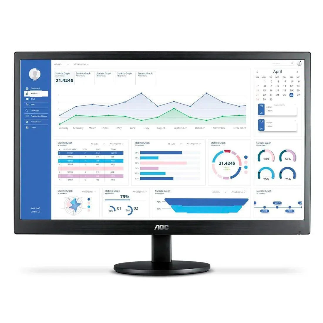Monitor AOC 18'5 LED 60Hz HD VGA/HDMI - E970SWHNL - Mega Market