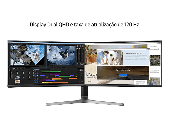 Monitor Gamer Samsung Curvo DQHD 49" 120Hz - LC49RG90SSLXZD - Mega Market
