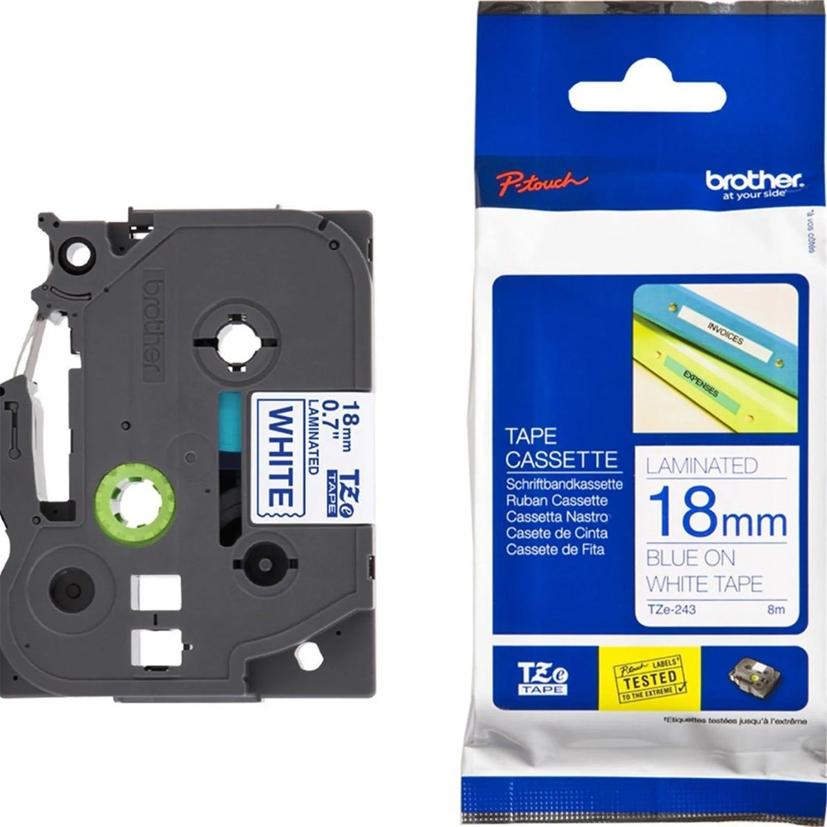 Fita Brother Branco e Azul para Rotuladores - TZE243 - Mega Market
