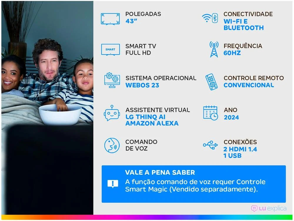 Smart TV LG 43" Full HD WebOS - 43LR6700PSA