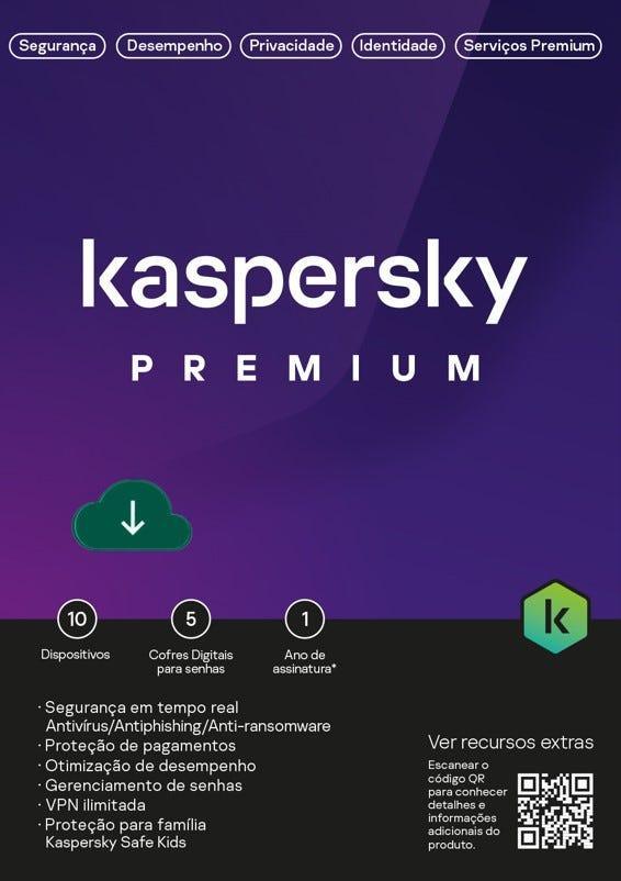 Antivírus Kaspersky Premium 2022 20 Dispositivos 1 Ano - KL1047KDNFS - Mega Market