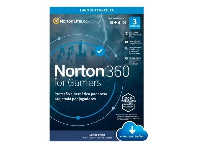 Antivírus Norton 360 Gamers - 3 dispositivos - 12 Meses ESD - 21415189 - Mega Market