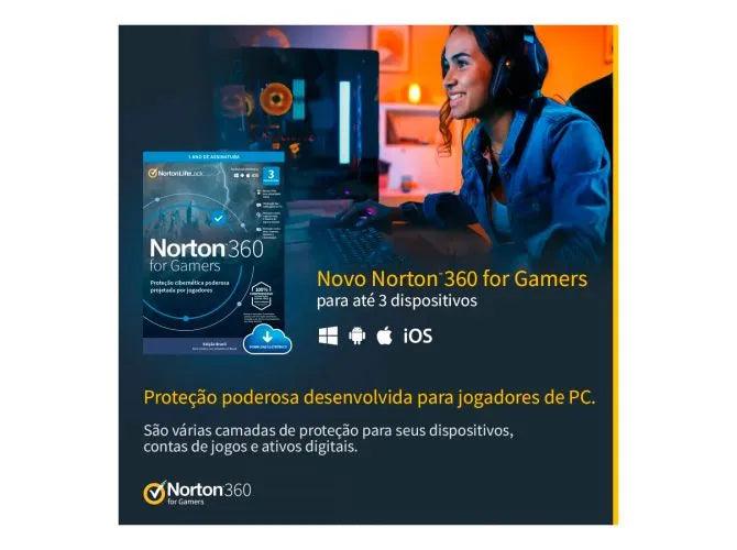 Antivírus Norton 360 Gamers - 3 dispositivos - 12 Meses ESD - 21415189 - Mega Market