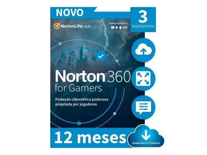 Antivírus Norton 360 Gamers - 3 dispositivos - 12 Meses ESD - 21415189 - Mega Market