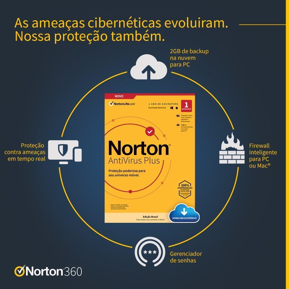 Antivírus Norton 360 Plus 1 Device 12 meses ESD 21405568 IS - Mega Market