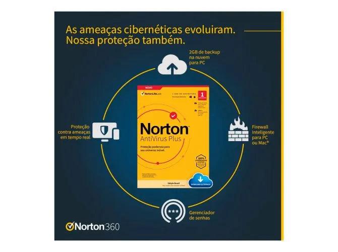 Antivírus Norton 360 Plus - 1 Dispositivo - 12 meses ESD - 21405568 - Mega Market