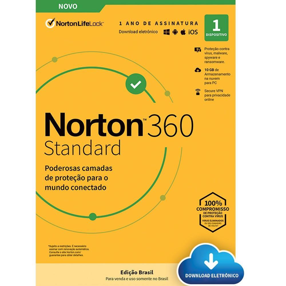 Antivírus Norton 360 Standard 1 Device 12 Meses 21405595 IS - Mega Market