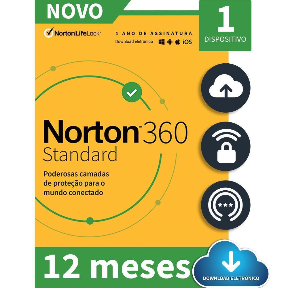 Antivírus Norton 360 Standard 1 Device 12 Meses 21405595 IS - Mega Market