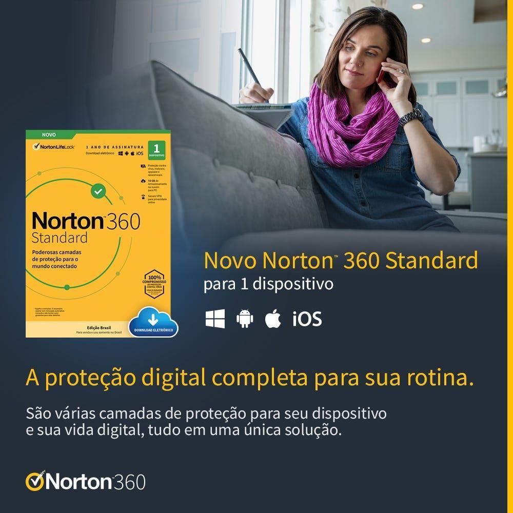 Antivírus Norton 360 Standard 1 Device 12 Meses 21405595 IS - Mega Market