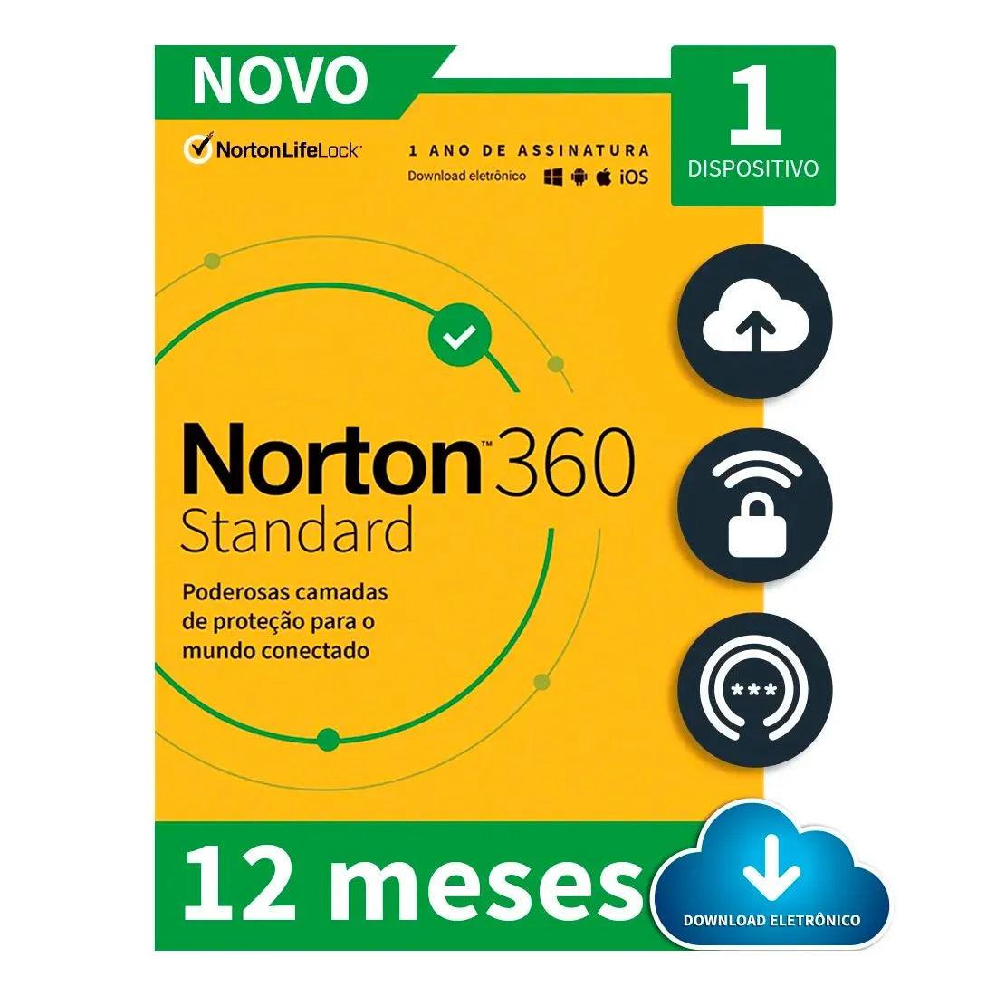 Antivírus Norton 360 Standard - 1 Dispositivo - 12 Meses ESD - 21405595 - Mega Market