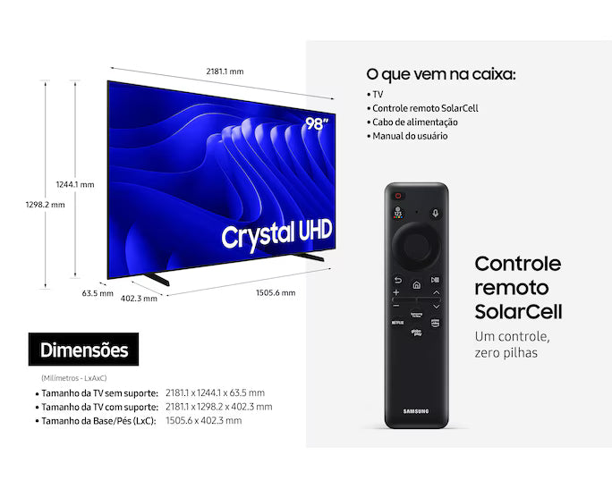 TV Samsung Smart LED 4K 98" UN98DU9000GXZD