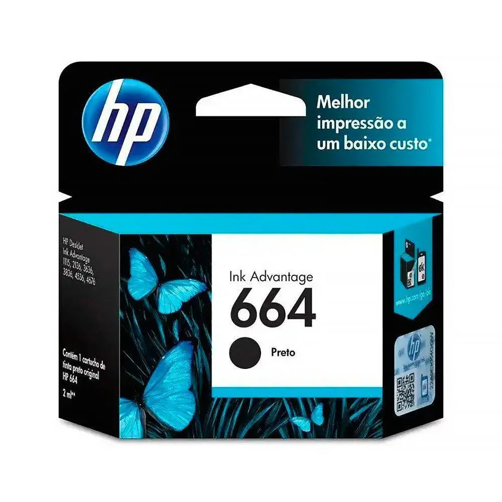 Cartucho de Tinta HP 664 Preto - F6V29AB - Mega Market