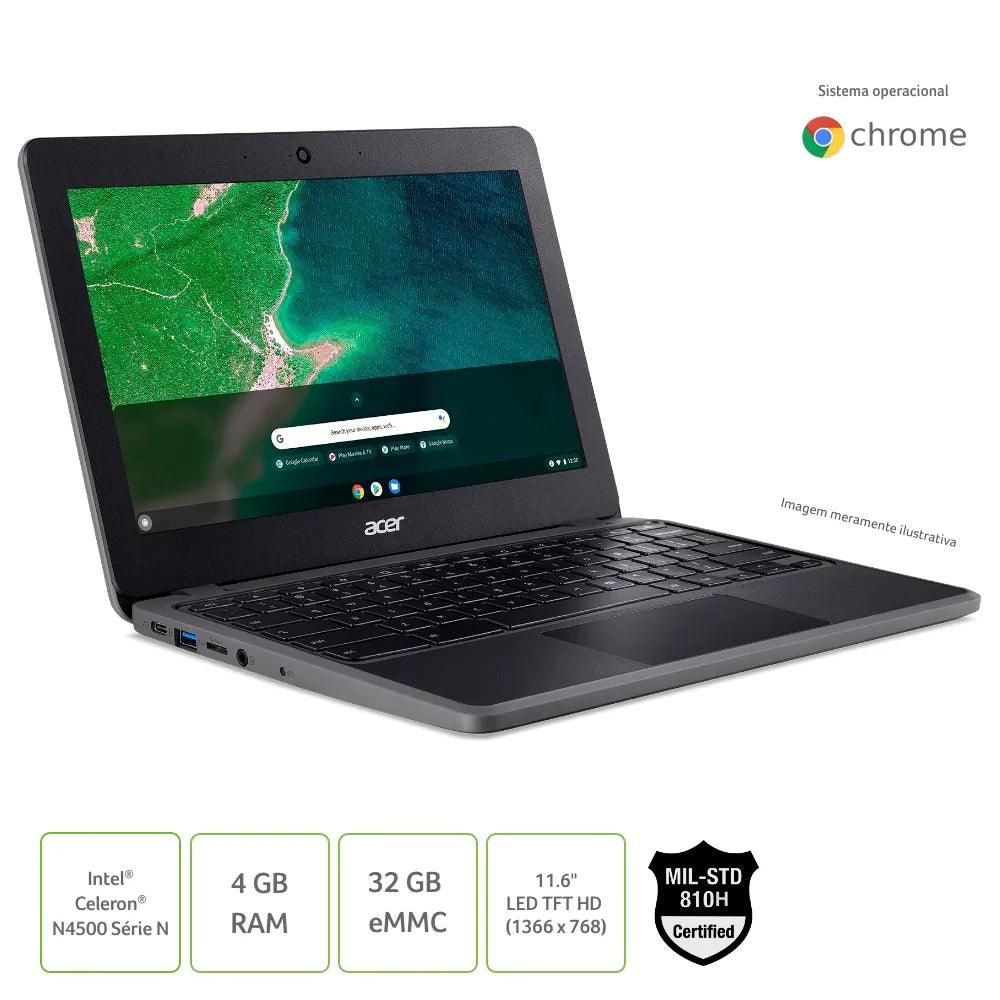 Chromebook Acer C734-C6E8 Intel Celeron N4500 Serie N 4GB 32GB eMMC Chrome OS - NX.KEPAL.001 - Mega Market