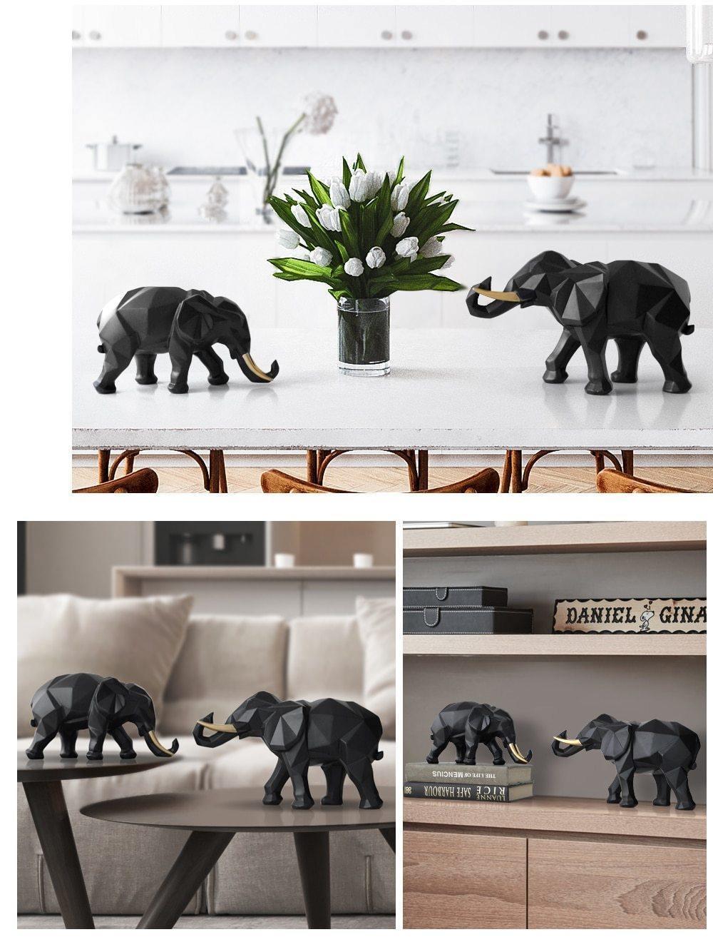 Conjunto de Elefantes Decorativos em Resina ElephArt - Mega Market