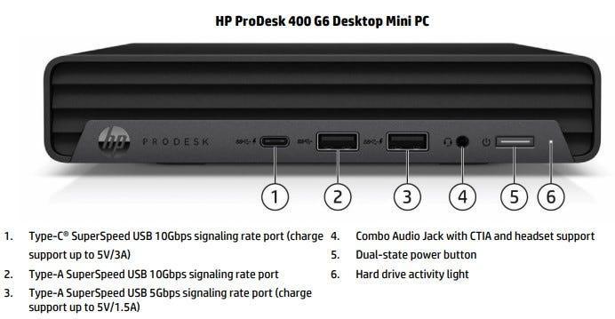 Desktop HP HPCM 400 G6 DM i3-10T 4GB 500GB W11P - 61K67LA#AK4 - Mega Market