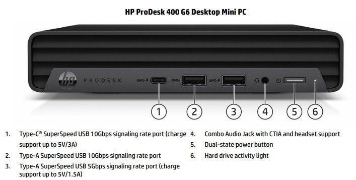 Desktop HP HPCM 400 G6 DM i5-10T 16GB 256GB W11P 61K68LA#AK4 - Mega Market