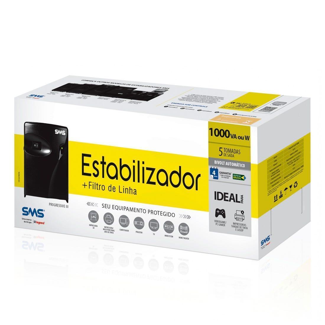 Estabilizador SMS Progressive III 1000VA Bi-115 - 16216 - Mega Market