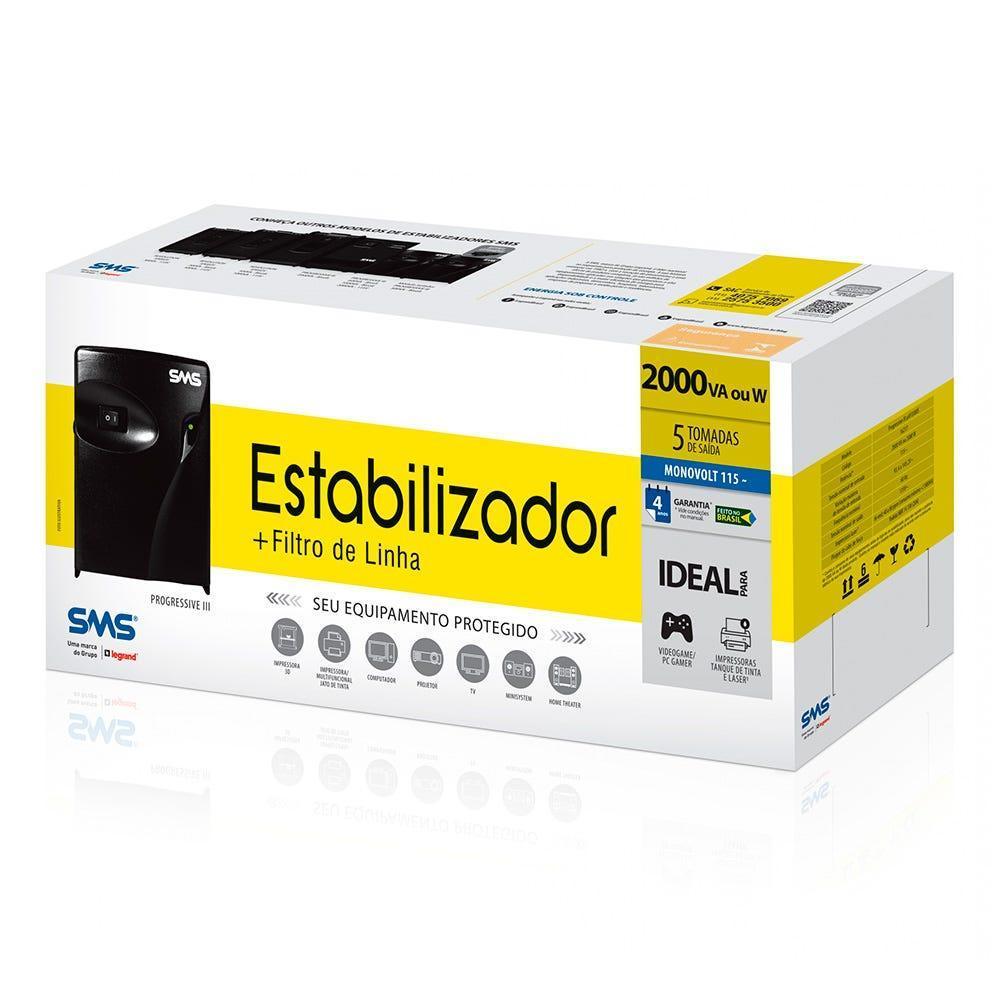 Estabilizador SMS Progressive III 2000VA Mono115 16217ntsa - Mega Market