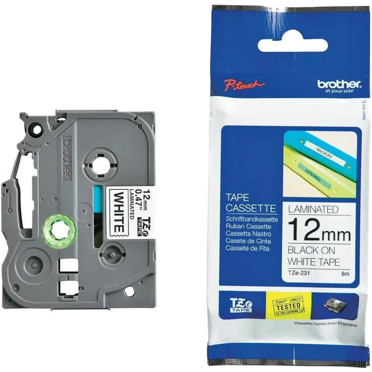 Fita Brother Preto/Branco para Rotuladores - TZE231 - Mega Market