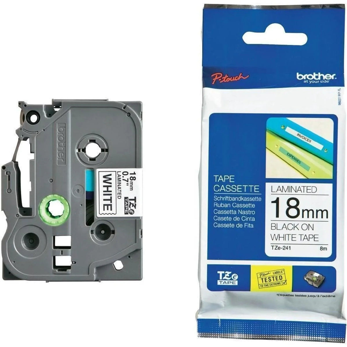 Fita Brother Preto/Branco para Rotuladores TZE241 - Mega Market