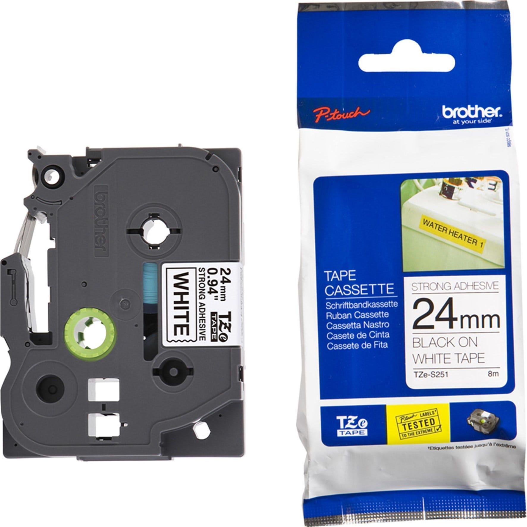 Fita Brother Preto/Branco para Rotuladores - TZES251 - Mega Market