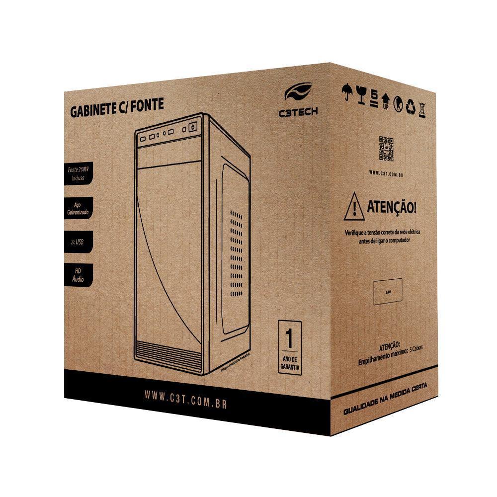 Gabinete C3 Tech MICRO-ATX MT-30BK com Fonte 200W MT-30BK - Mega Market