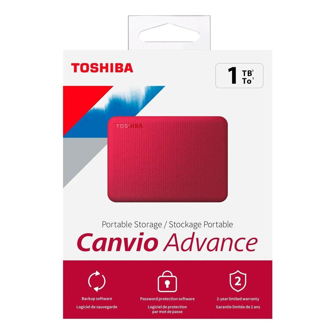 HD Externo Toshiba 1TB Canv Advance Vermelho HDTCA10XR3AA I - Mega Market