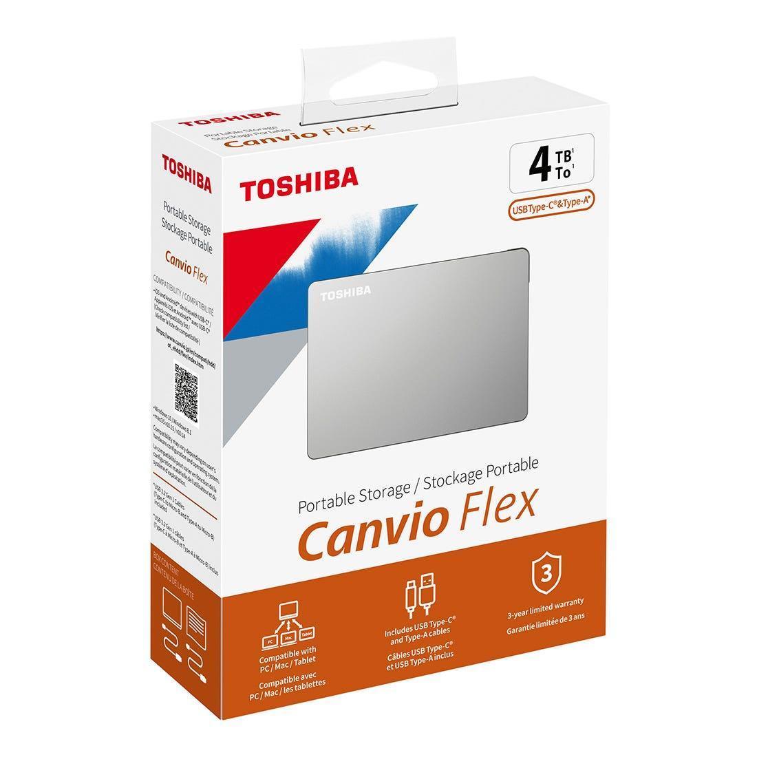 HD Externo Toshiba 4TB Canvio FLEX Prata HDTX140XSCCA I - Mega Market