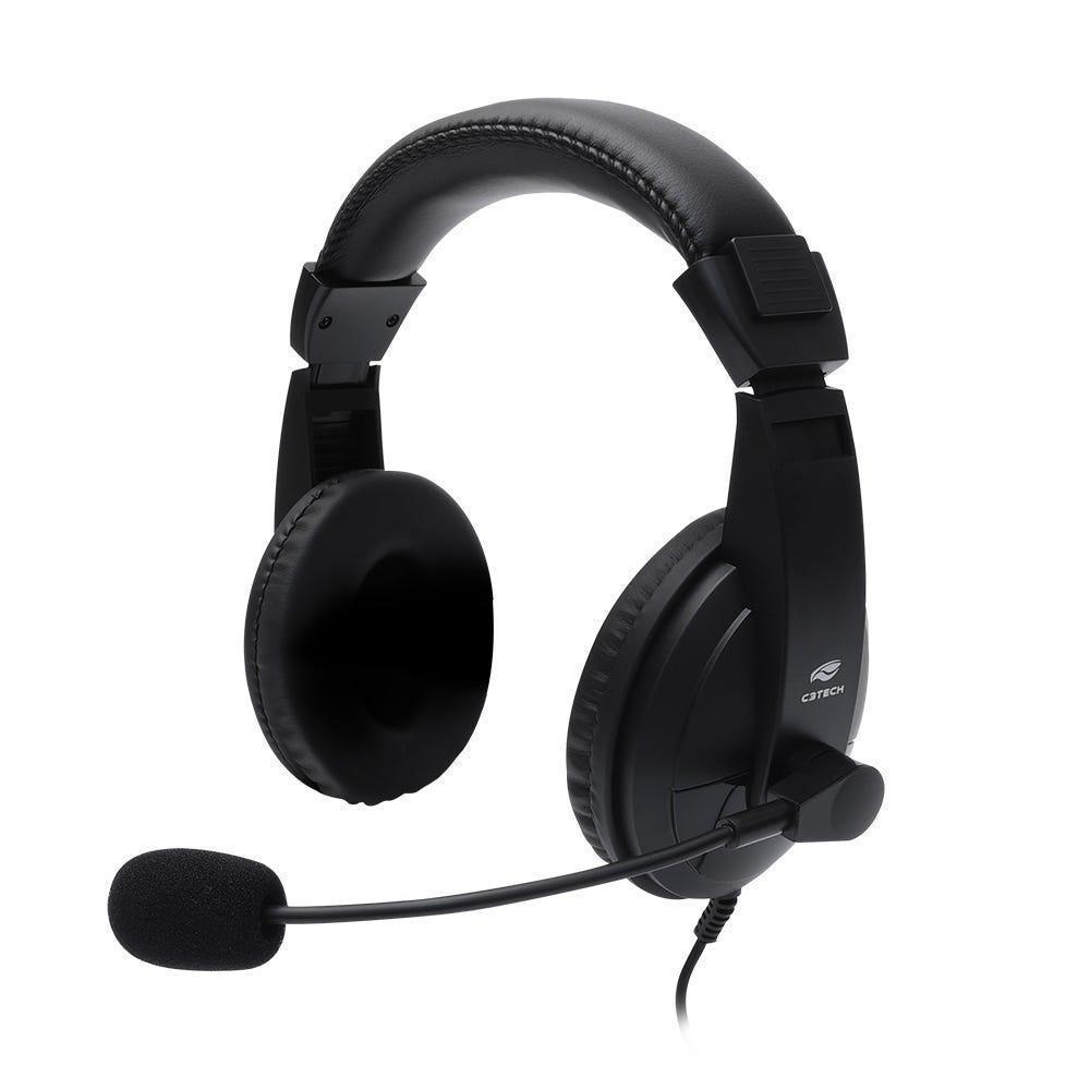 Headset C3 Tech Voicer Comfort com Fio e Microfone USB - PH-320BK - Mega Market
