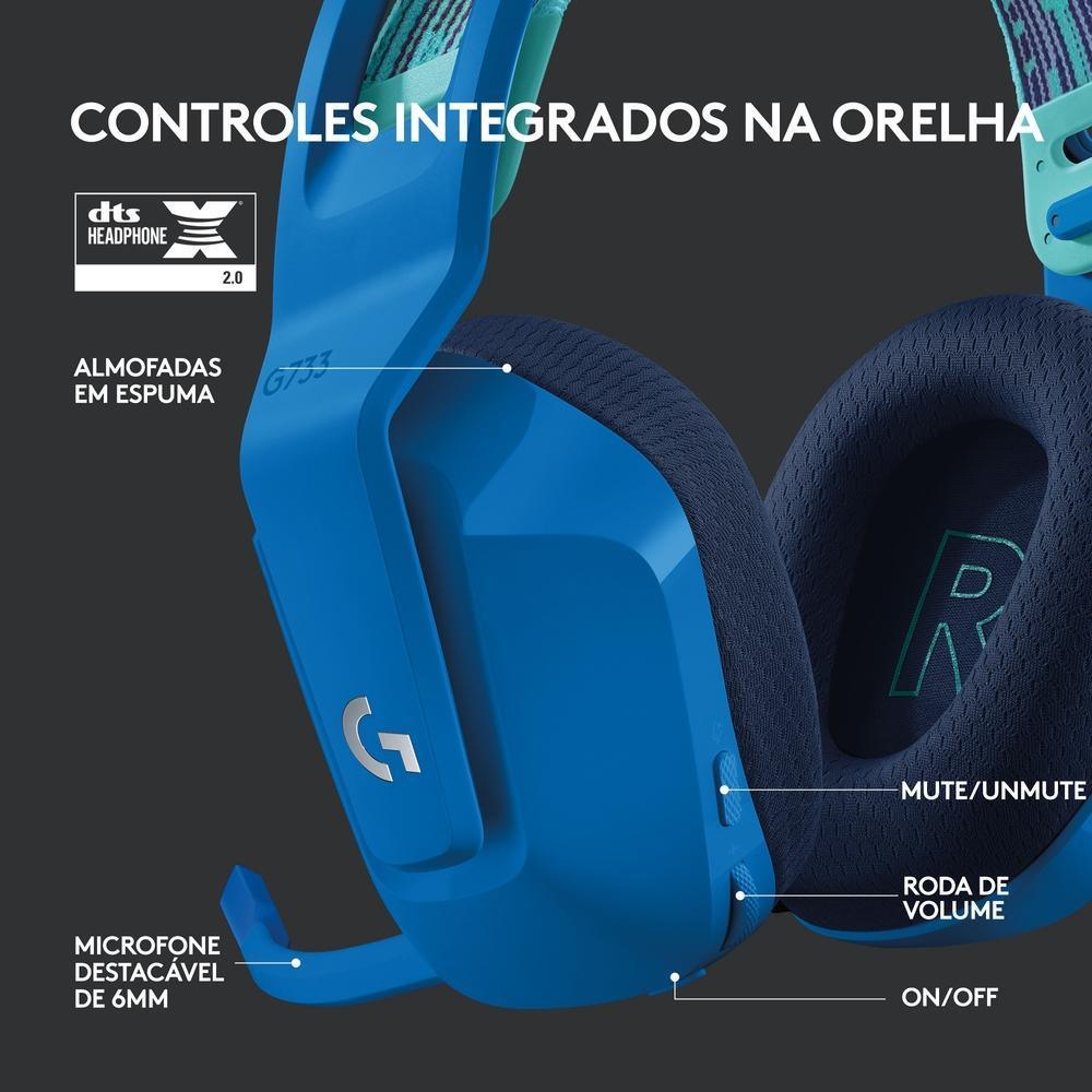 Headset Gamer Logitech G733 Azul Sem Fio 981-000942-V - Mega Market