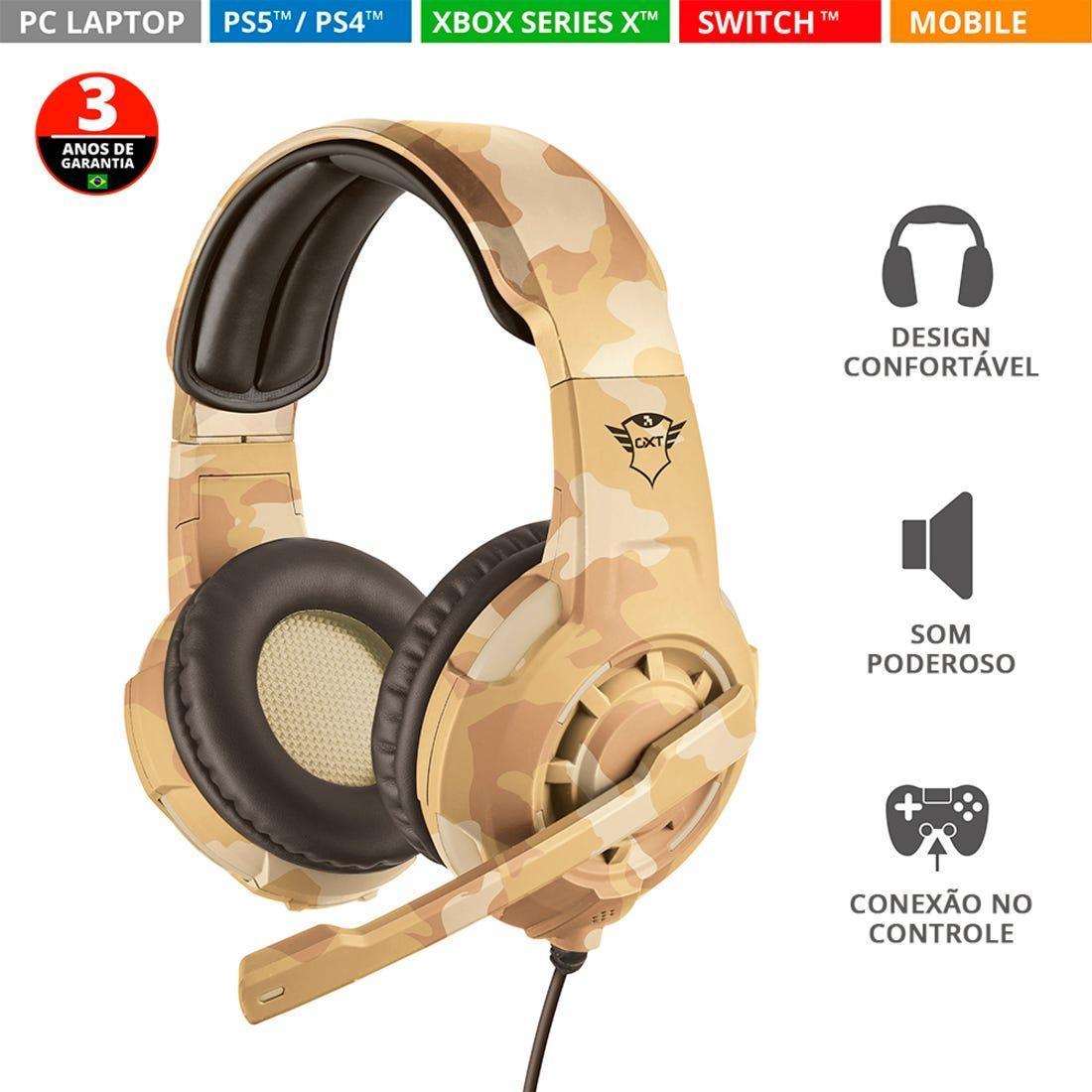 Headset Gamer Trust GXT 310 Radius Desert 22208i - Mega Market