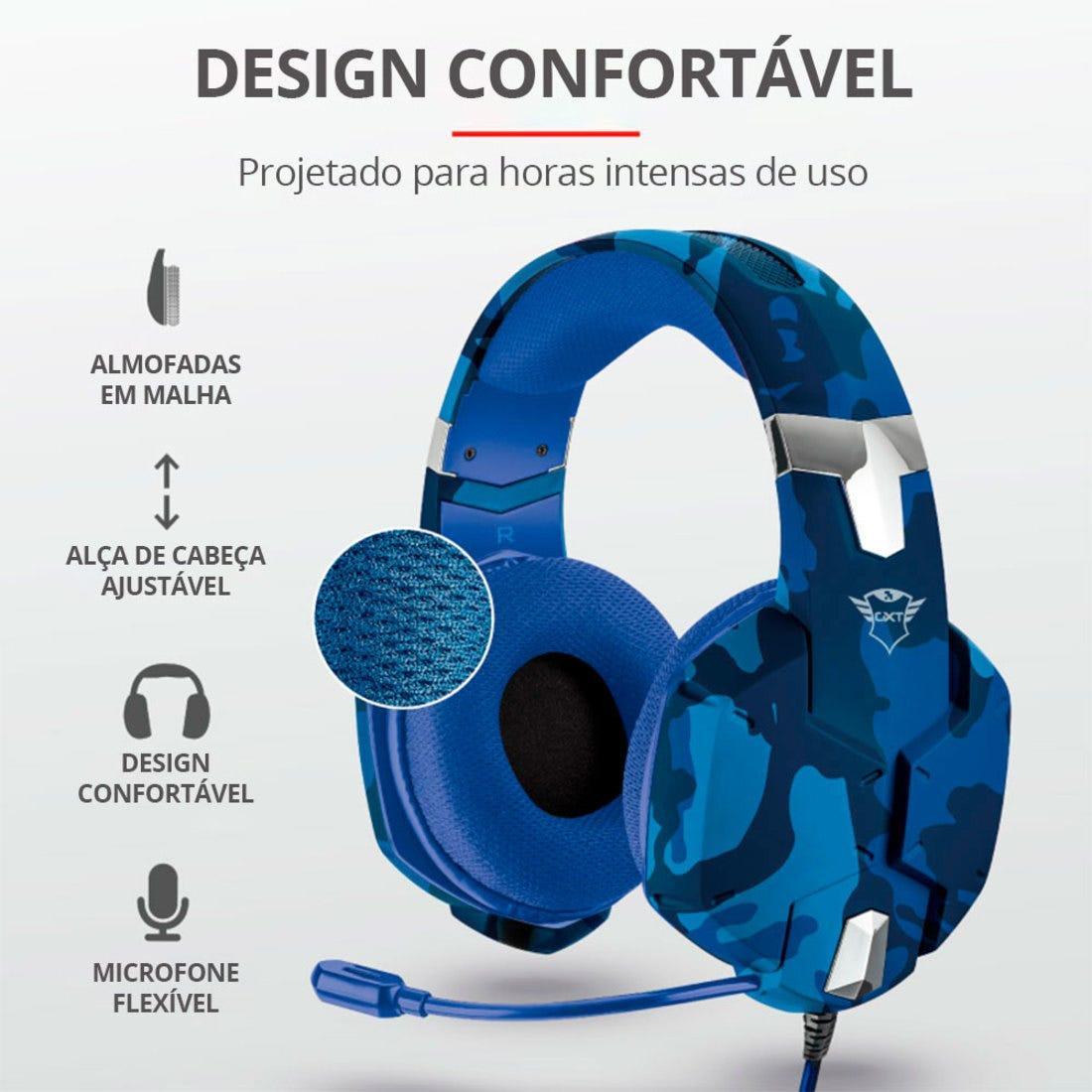 Headset Gamer Trust GXT 322 Carus Blue 23249i - Mega Market
