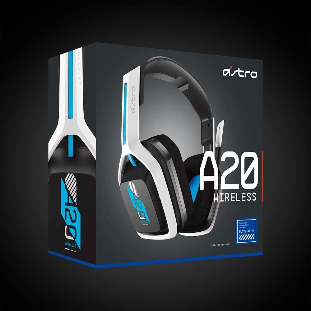 Headset Logitech Astro A20 PS5 Branco/Azul - 939-001877-C - Mega Market