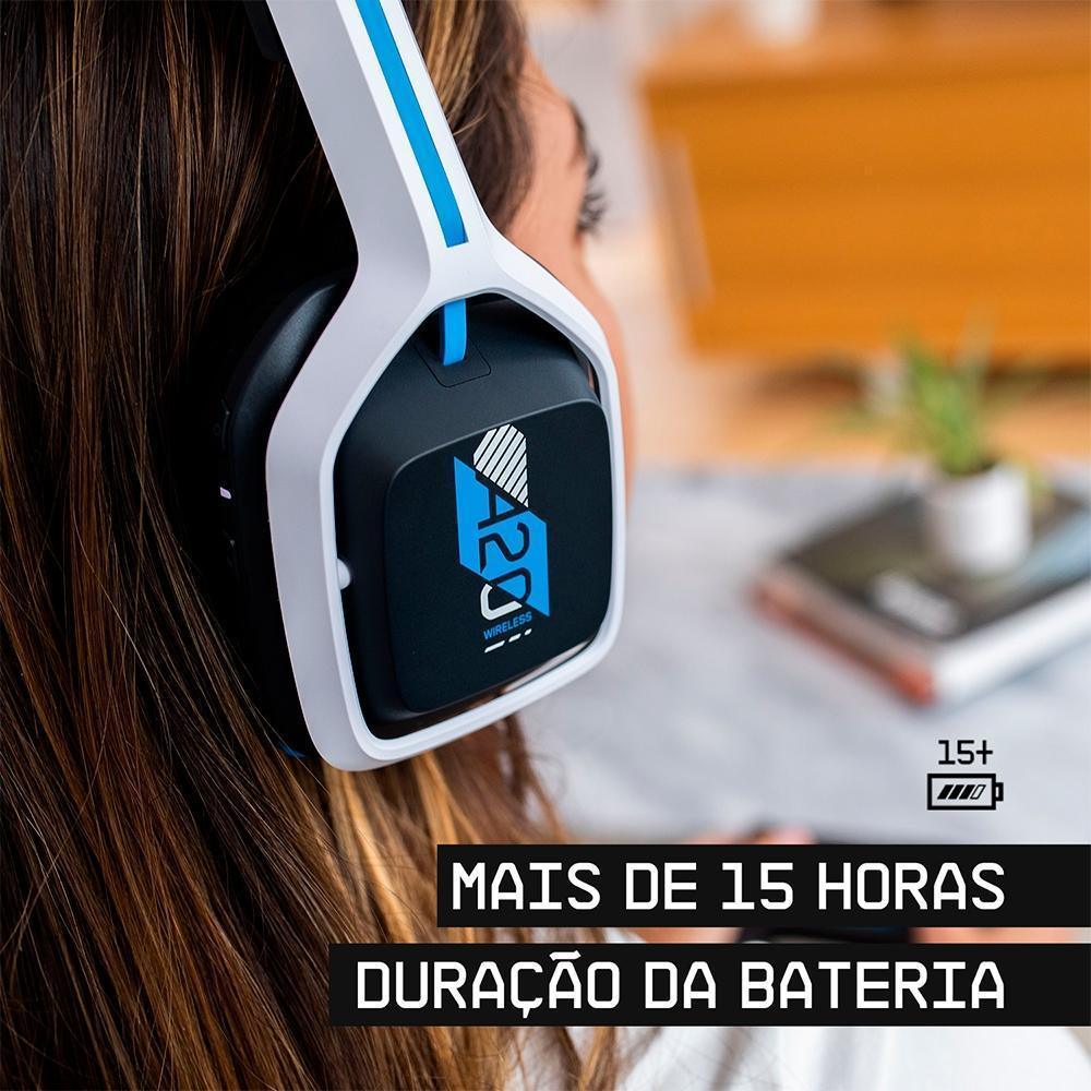 Headset Logitech Astro A20 PS5 Branco/Azul - 939-001877-C - Mega Market