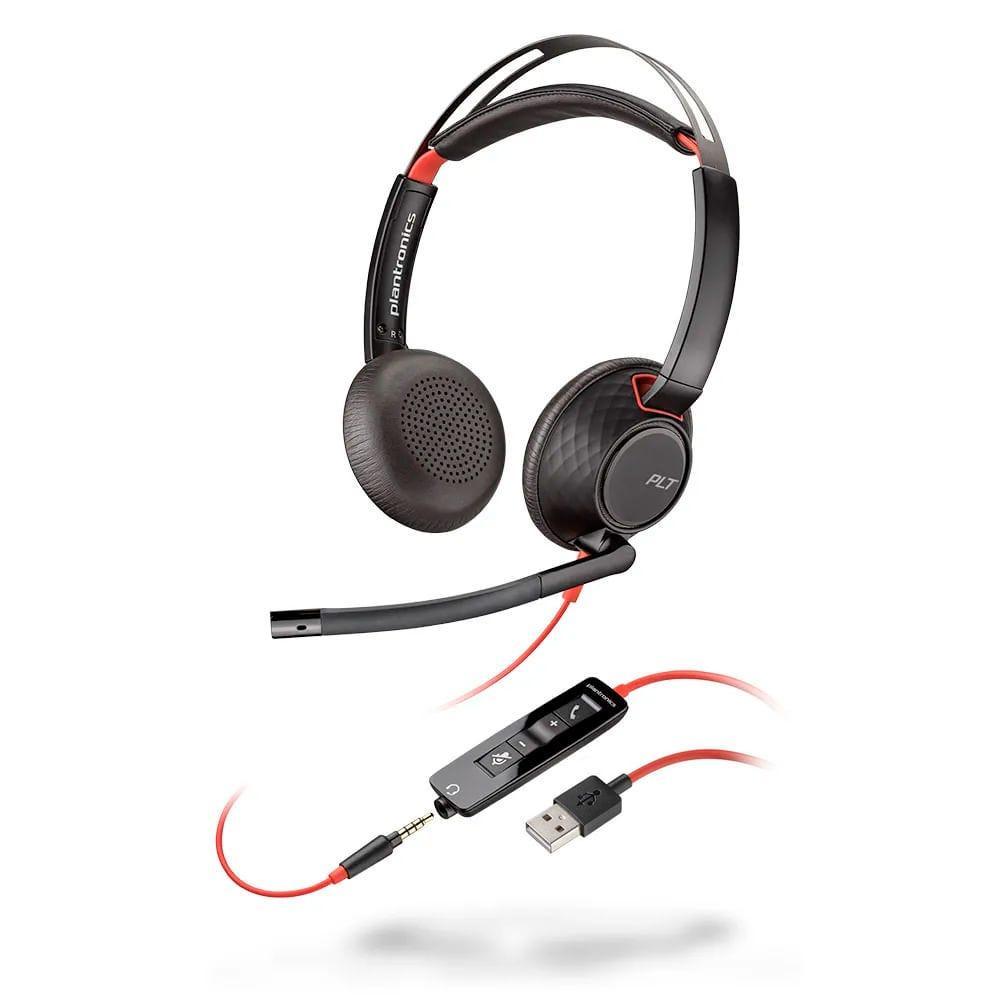 Headset Poly Blackwire 5220 Stereo USB-A - 207576-01 - Mega Market