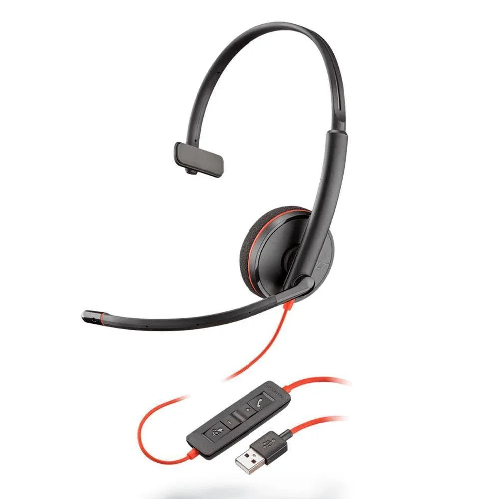 Headset Poly Blackwire C3210 Mono USB-A - 80S01A6 - Mega Market