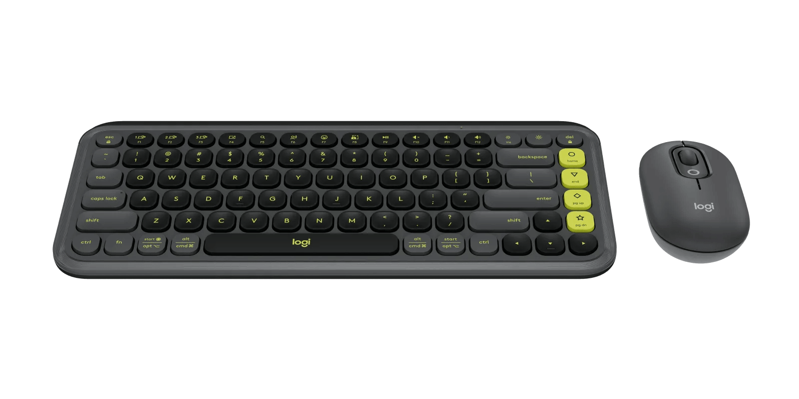 Kit Teclado e Mouse Logitech Pop Icon Cinza e Verde Sem Fio - 920-013056 - Mega Market