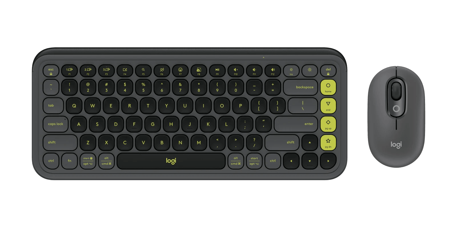 Kit Teclado e Mouse Logitech Pop Icon Cinza e Verde Sem Fio - 920-013056 - Mega Market