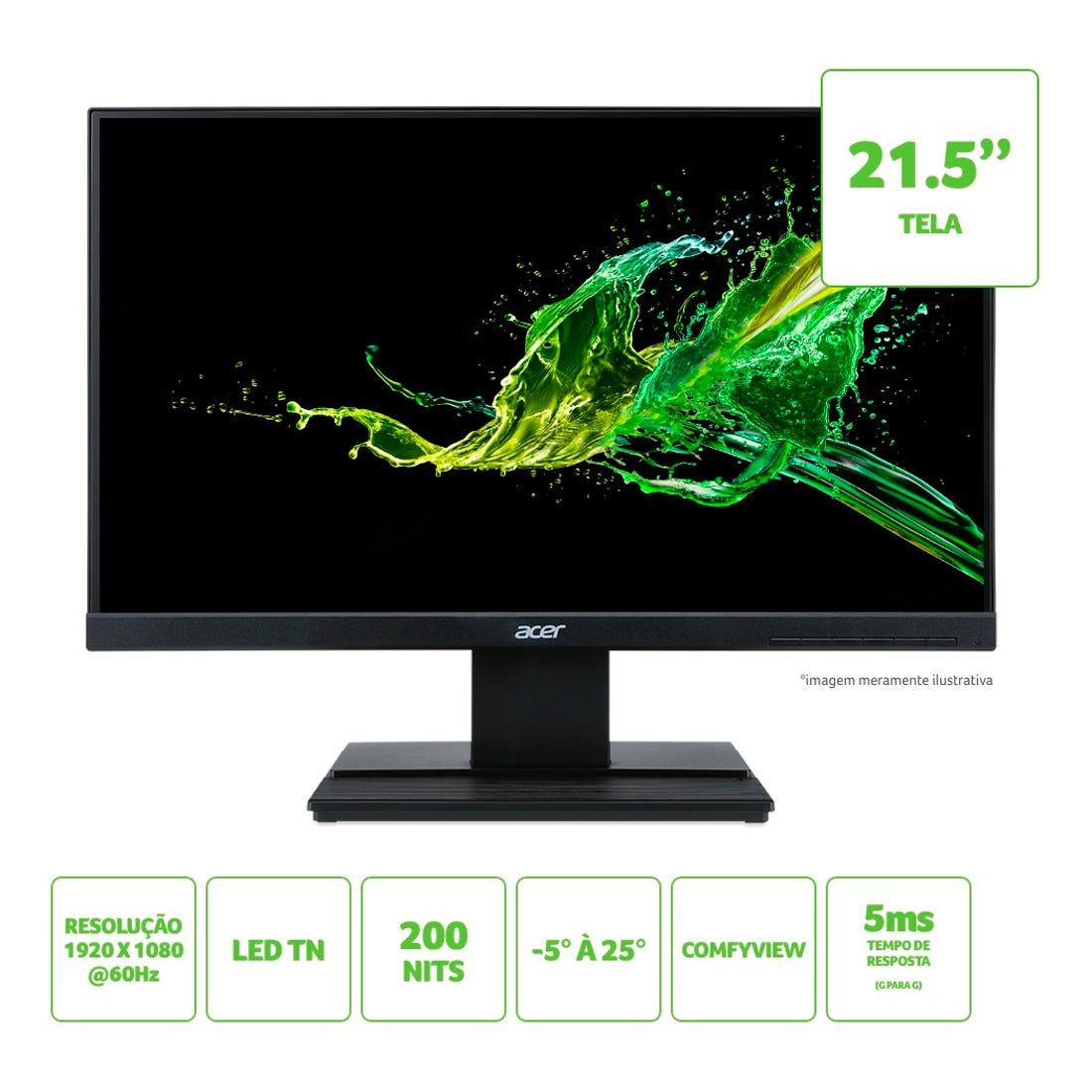 Monitor Acer 21.5'' LED FULL HD VESA VGA HDMI - V226HQL - Mega Market