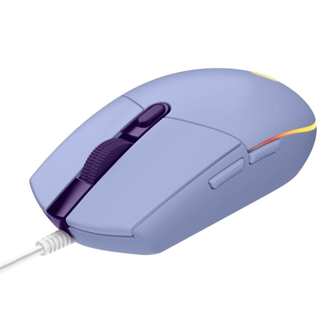 Mouse Gamer Logitech G203 com LightSync USB Lilás - 910-005852 - Mega Market