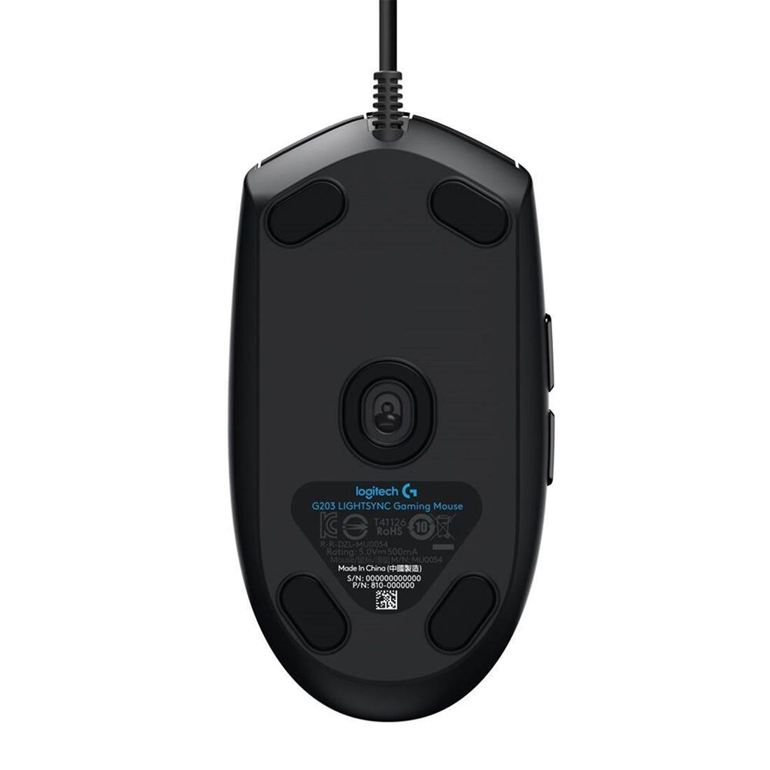 Mouse Gamer Logitech G203 Preto Lightsync USB 910-005793 - Mega Market