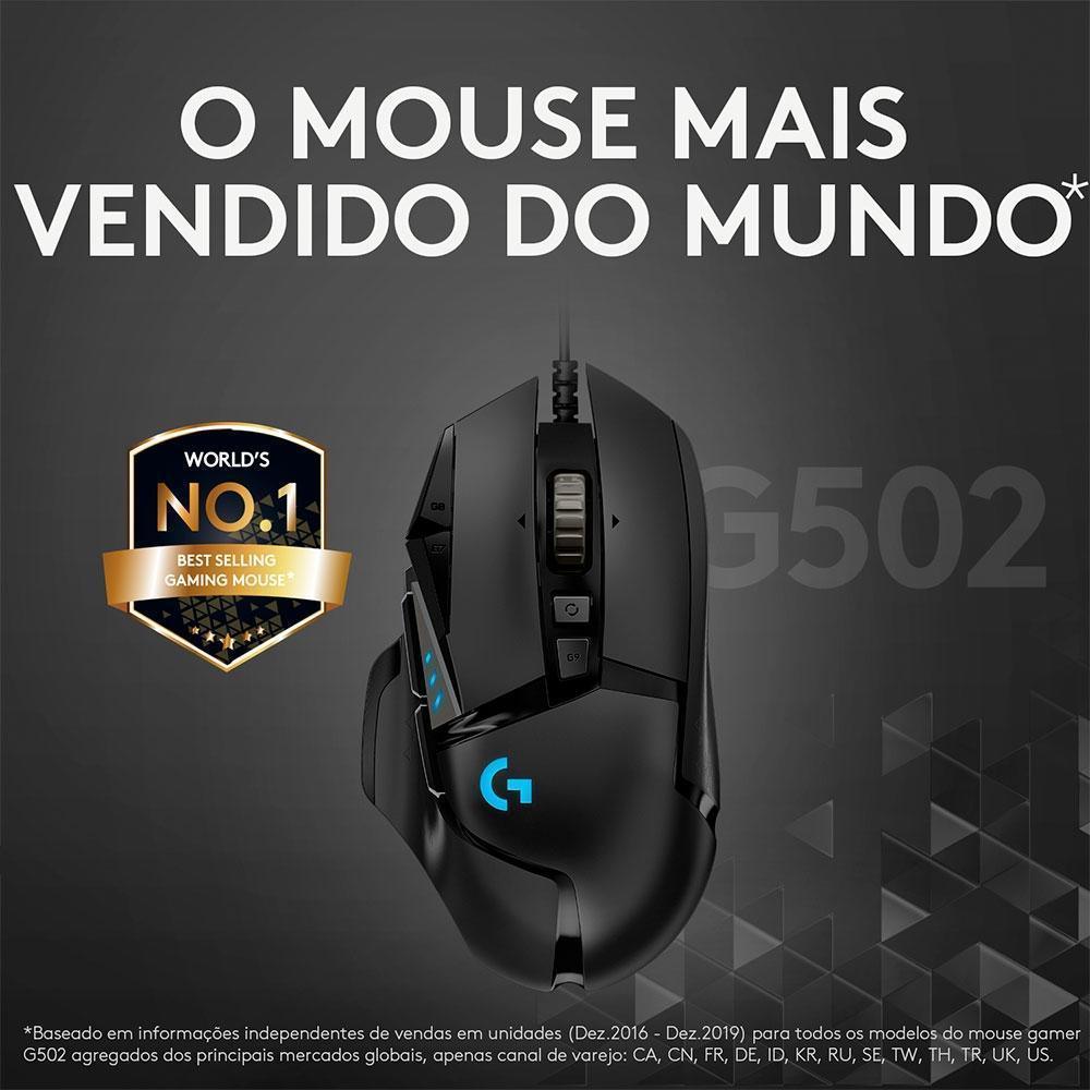 Mouse Gamer Logitech G502 Preto Hero USB - 910-005550-C - Mega Market