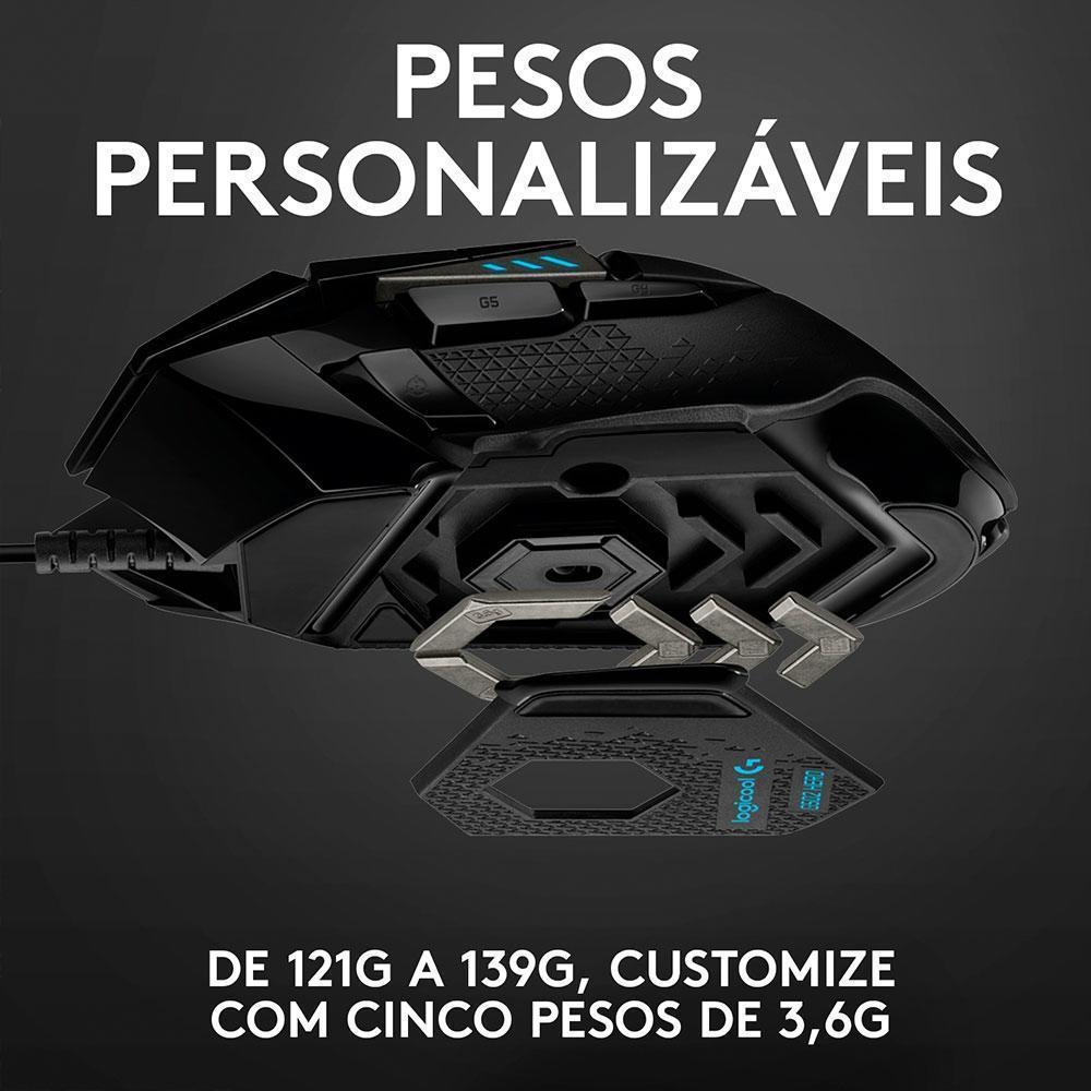 Mouse Gamer Logitech G502 Preto Hero USB - 910-005550-C - Mega Market